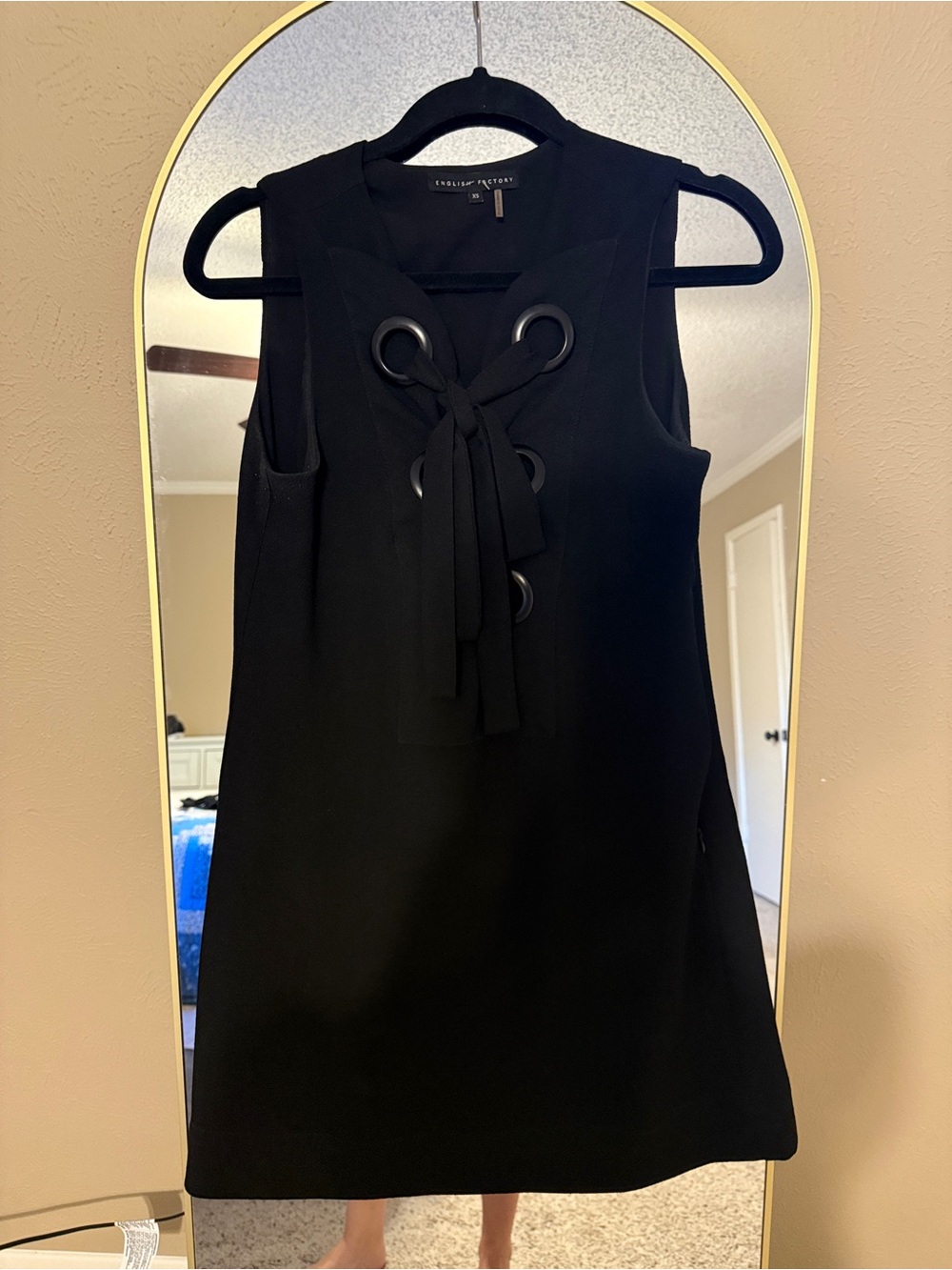 English Factory Black Lace-Up Dress